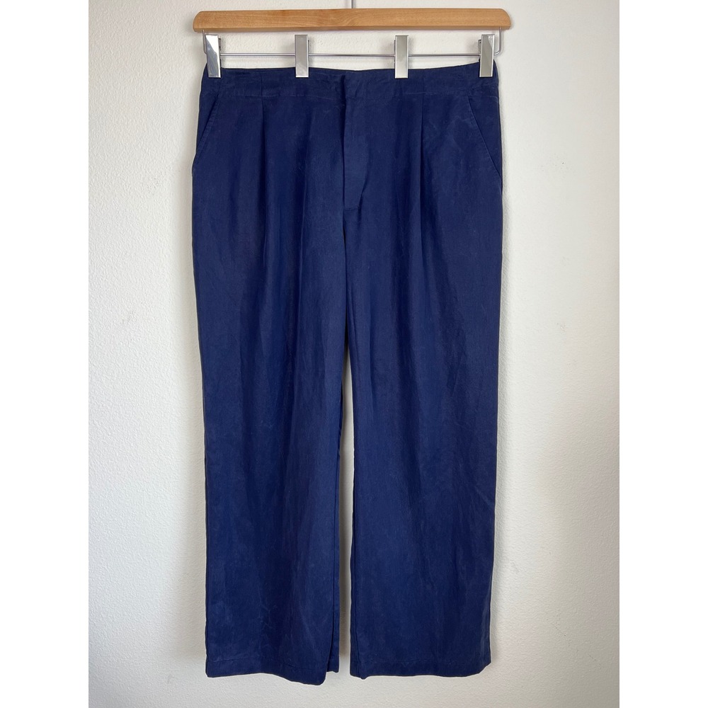 GAP Navy Blue Tencel Lyocell Wide Leg Pants High Rise Career‎ Old Money Sz 16